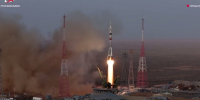 Старт космического корабля. Скриншот трансляции из телеграм-канала Роскосмоса - Irk.Ru